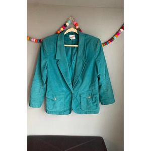 Vtg 80s Green corduroy Blazer